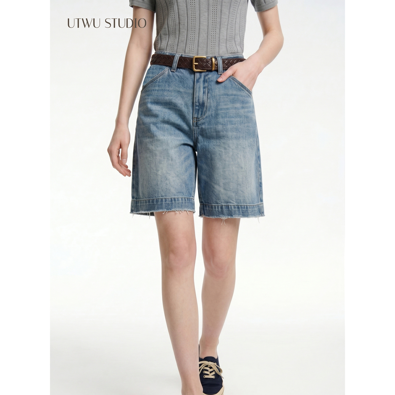 Utwu Xiaomin "American-Style Denim" Washed Cotton (with Belt) Slimming Denim Shorts Utbd1003