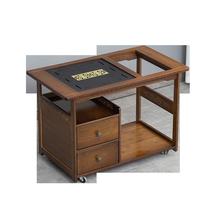 High-end mobile tea table household solid wood tea cart living room coffee table sofa side cabinet tea set tray kettle
