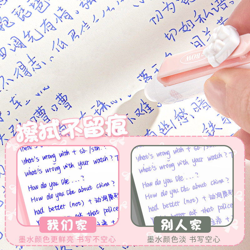 Erasable Pen for Girls, Hot-Selling Erasable Retractable Gel Pen, Cute ins Style, High Appearance Value, Student-Specific, Third Grade, Thermal-Sensitive Pen for Practice Questions, Smooth Black Pen, Blue Refill Pen, Large Capacity Water Pen, Ballpoint Pen