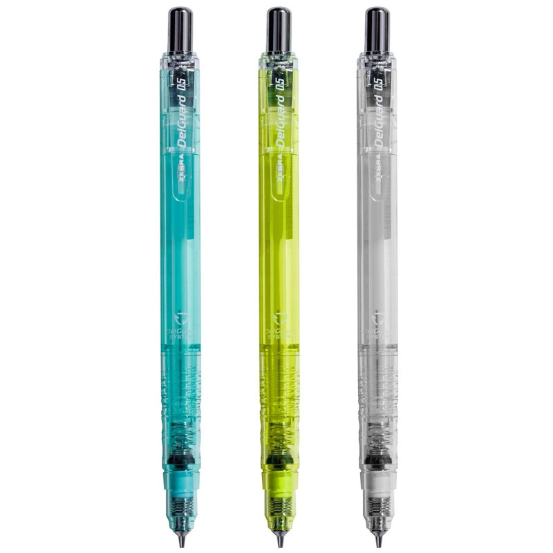Japanese Zebra Delguard Mechanical Pencil Transparent Limited Edition Non-Breaking Lead for Students Exam and Homework Use 0.5