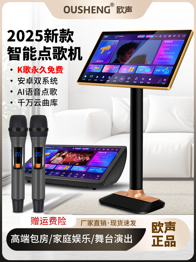 Ousheng Karaoke Machine with Touch Screen All-In-One Home Ktv Karaoke System Home Singing Machine Karaoke Machine K-Song