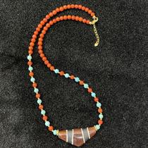 (Q Jewelry)S925 silver southern red turquoise West Asia bead necklace slightly different