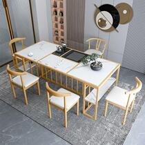 Tea table and chair combination Xinzhong Kung Fu tea office furniture room home Taiyang rock slab tea table tea art style table tea set
