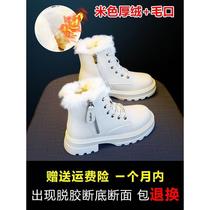 (Real Rabbit Fur) Snow Boots Anti-Slip Womens Short Boots Plus Velvet Warm Thickened Cotton Shoes Winter Womens Shoes Martin Boots