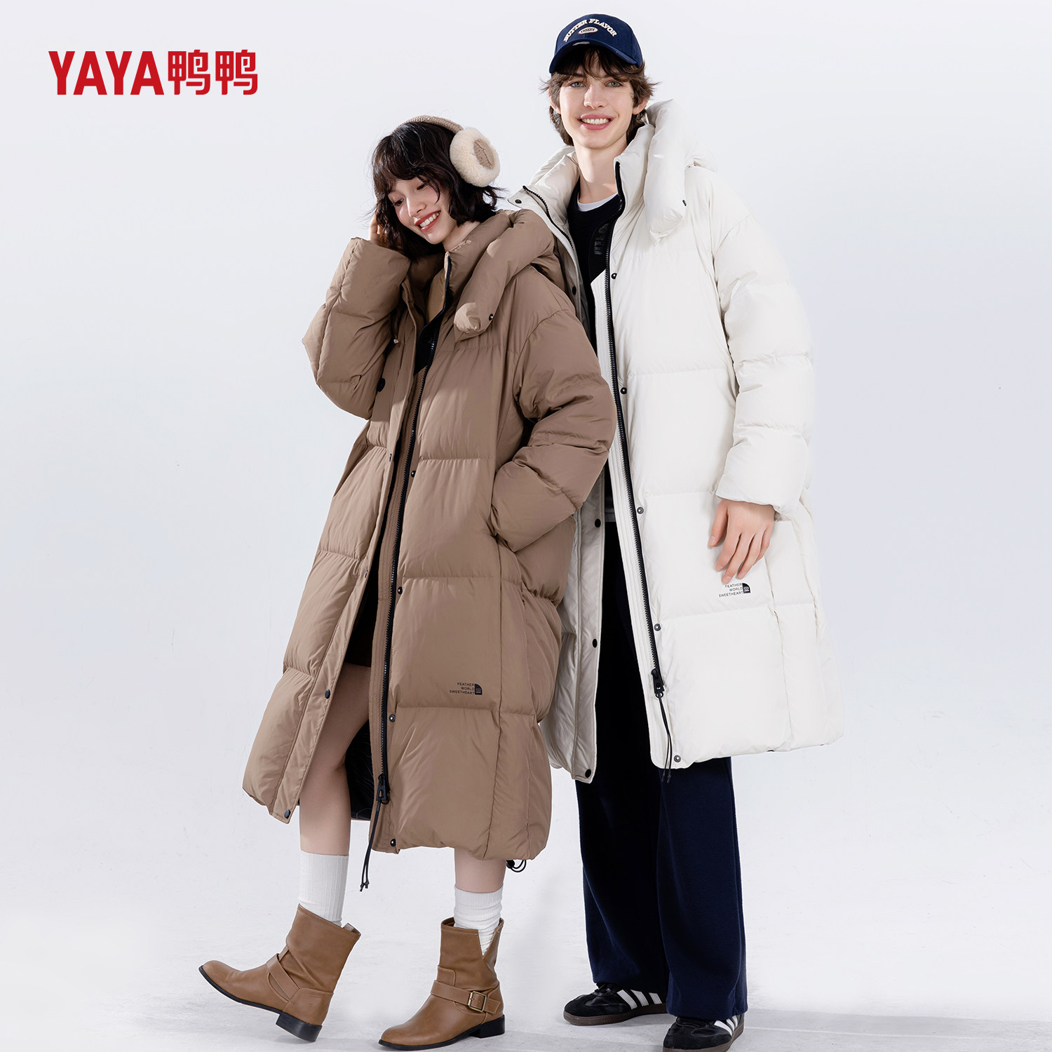 [Wang Yibo same style] Официальный длинный пуховик Duck Duck для мужчин и женщин, 25 новых парных моделей, теплый и очень холодный толстый пуховик