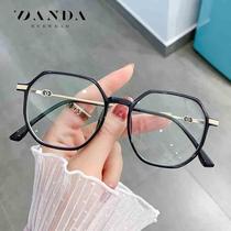 LK305 new anti-blue light glasses TR90 round frame flat glasses for men and women available for live streaming ultra-light glasses frames