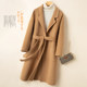 New autumn and winter double-sided cashmere coat for women mid-length knee-length suit collar solid color lace-up bathrobe woolen coat