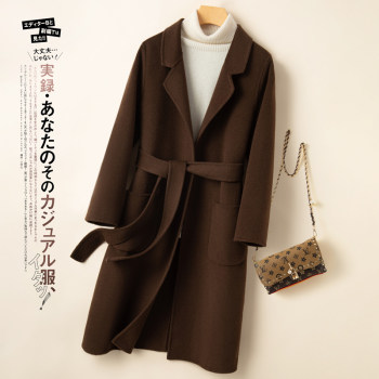 New off-season double-sided cashmere coat for women mid-length over-knee slim shoulder-length solid-color wool wool jacket