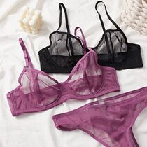 DM Mesh Transparent Seamless Bra Set Women Underwear Set Fas