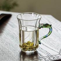 Green tea cup new lotus dragon handle glass cup high-value water cup beverage cup home tea cup office tea cup