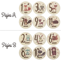 6 Pcs Cartoon Animal Printed Gender Month Wooden Cards Newbo