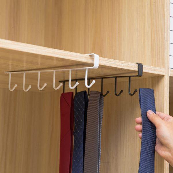 Kitchen hook rack card clip cabinet hanging type markless nail-free iron art wardrobe storage rack partition finishing rack