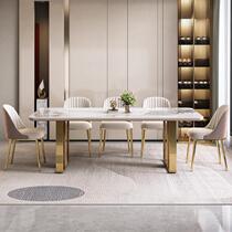 Ancient style Italian light luxury rock dining table high-end long family small apartment modern simple restaurant square rice Italian table plate chair
