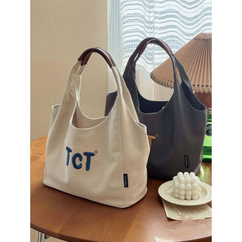 Korean-Style Artistic Embroidery Simple Commuter Single-Shoulder Canvas Underarm Bag Daily Casual Versatile Student Tote Bag Korean-Style Artistic Embroidery Simple Commuter Single-Shoulder Canvas Underarm Bag Daily Casual Versatile Student Tote Bag