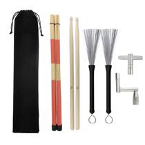 厂家 架子鼓钢丝刷鼓刷 鼓棒5A鼓棒 19束鼓棒 扳手绒袋套装