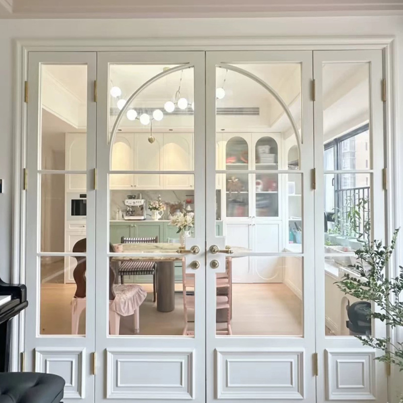 French-Style Vintage Wrought Iron Swing Door Kitchen Balcony Living Room Glass Door Aluminum Alloy Partition Door Stainless Steel Entrance Door French-Style Vintage Wrought Iron Swing Door Kitchen Balcony Living Room Glass Door Aluminum Alloy Partition Door Stainless Steel Entrance Door