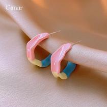 Silver needle sweet small fresh irregular oil dripping round earrings small simple earrings internet celebrity fashion ins earrings