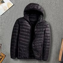 Male rendy Winter Coat Ultra Lightweight Hood Solid Color Th