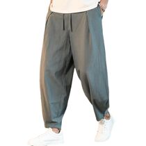 Cotton and Linen Loose Mens Pants Male Summer New Breathab