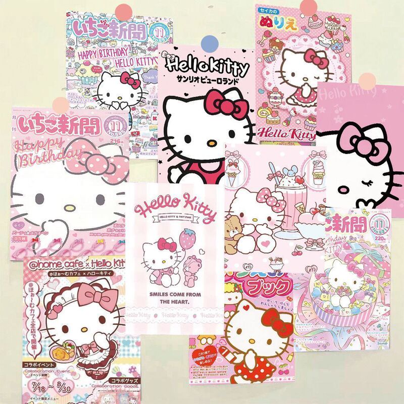 Hello Kitty Poster Wall Sticker Pink Girly Cute Cartoon Animation Photo Background Wall Sticker Hello Kitty Poster Wall Sticker Pink Girly Cute Cartoon Animation Photo Background Wall Sticker