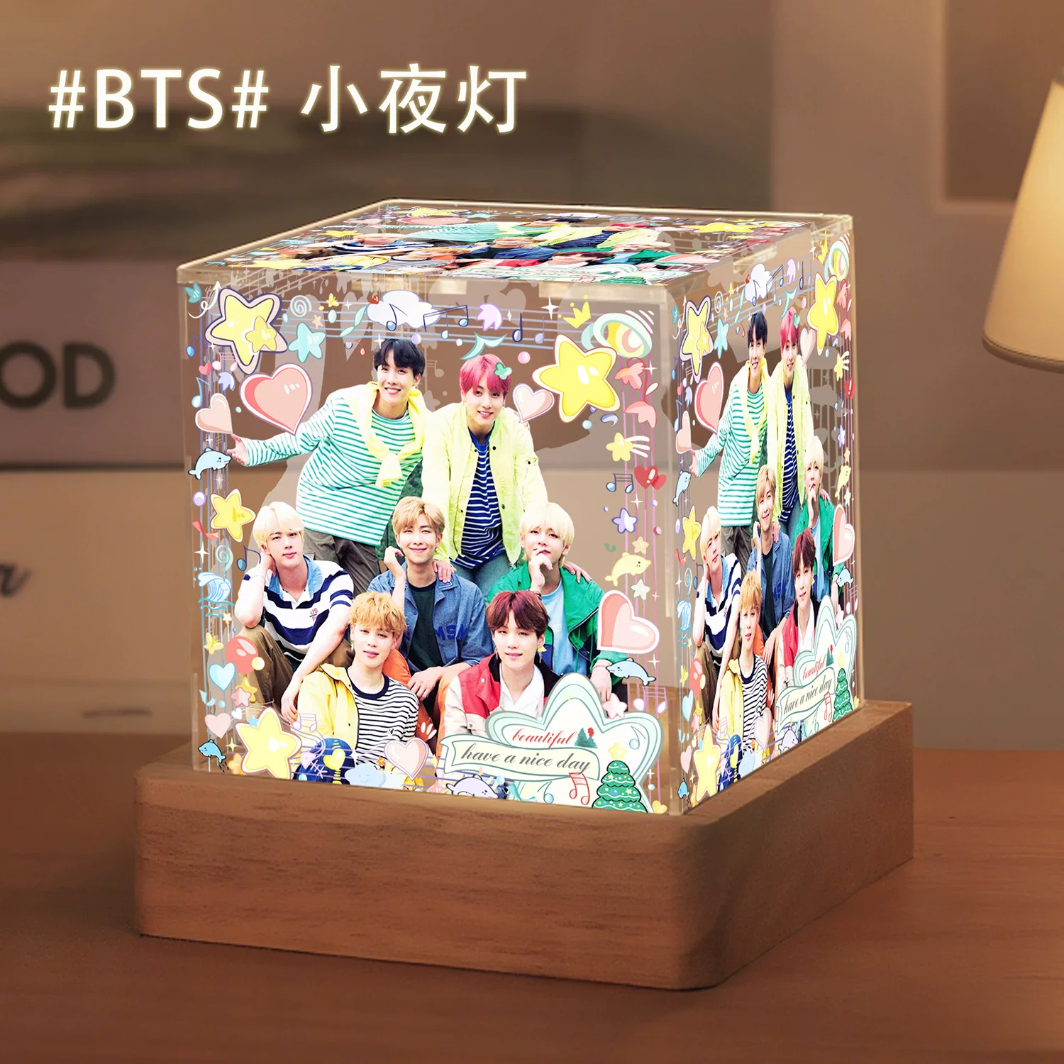 acrylic ночная подсветка украшения корейская звёздная группа BTS вокруг фанатов поддержка спальня маленькая настольная лампа