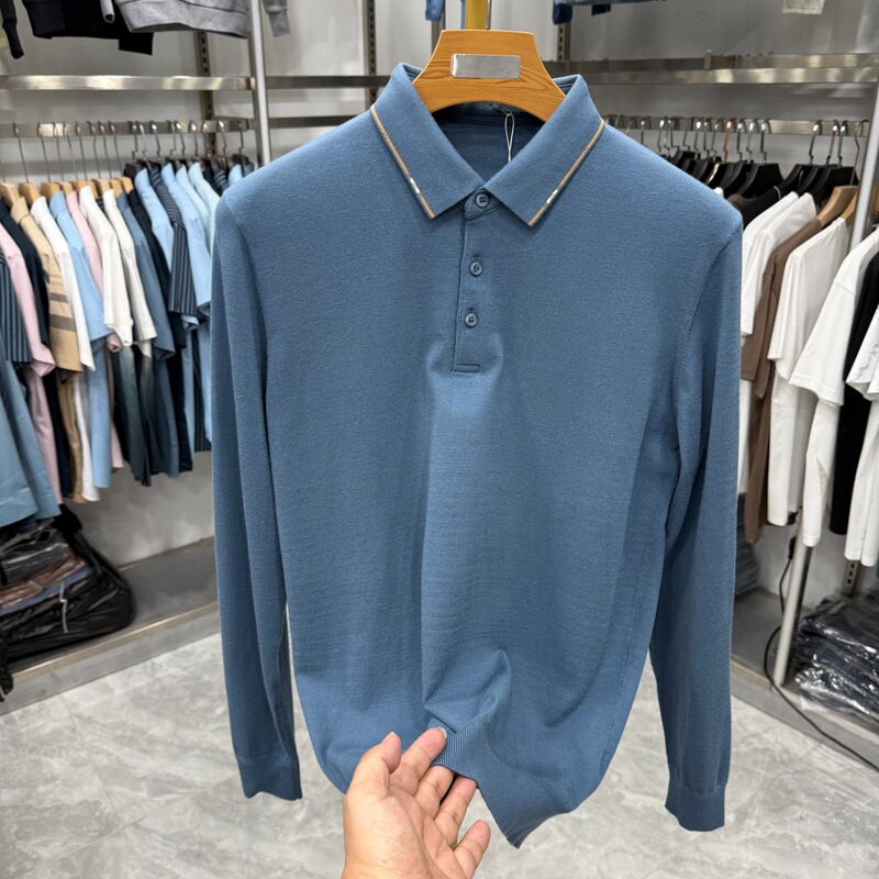 【Doujia】Comfortable and Stylish! Autumn Business-Style Collared Long-Sleeve Polo Shirt Knitwear Simple Sweater 1m010 【Doujia】Comfortable and Stylish! Autumn Business-Style Collared Long-Sleeve Polo Shirt Knitwear Simple Sweater 1m010