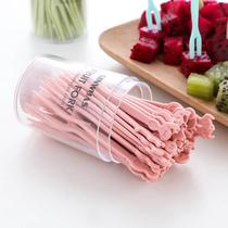 Fruit fork set fruit pick disposable plastic two-tine household fruit cake dessert fork snack small fork