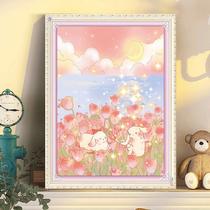 郁金香兔子钻石画满钻2024新款卧室客厅玄关可爱萌宠手工贴钻小件