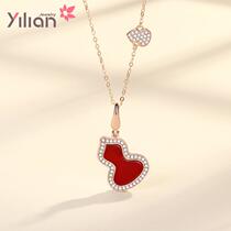 925 sterling silver gourd necklace for women rose gold white mother-of-pearl pendant carnelian clavicle chain temperament ins versatile jewelry