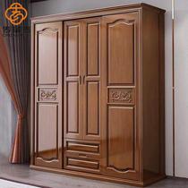 Sliding door solid wood wardrobe home bedroom modern simple small apartment Chinese storage log wardrobe wardrobe