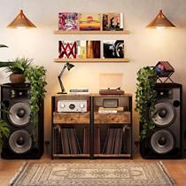 Processing of custom vinyl record holders with drawers TM216 record player table with multiple racks and record function brackets