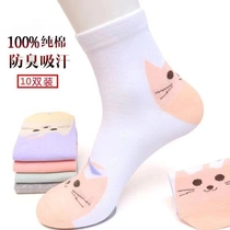 Langsha 100% cotton socks for women deodorant sweat-absorbent and breathable for all seasons spring and summer mid-calf cotton socks for women Korean style womens socks