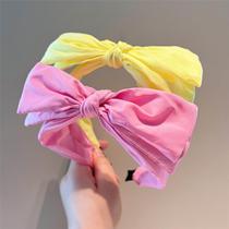 Japanese and Korean style ~ Cream macaron three-dimensional versatile double-layered bow high-quality headband for age-reducing girls