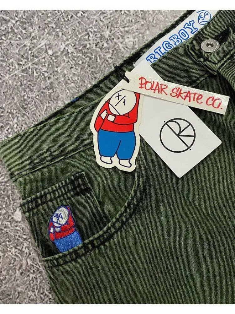 Езда штаны retro hip hop cartoon graphic streetwear denim shorts y2k