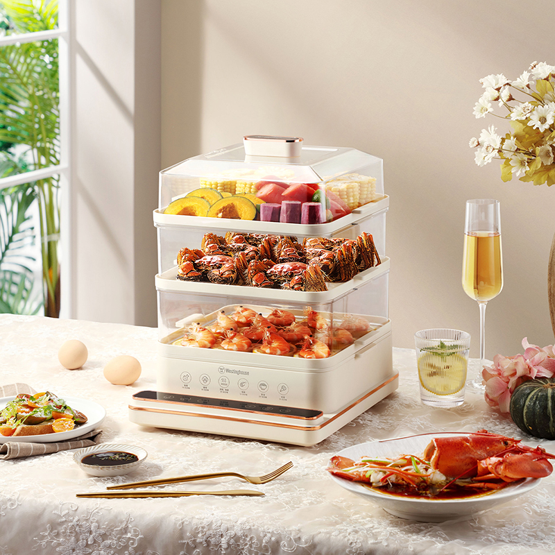 西屋WESTINGHOUSE电蒸锅三层 蒸炖锅 蒸蛋器 家用电蒸笼 多功能用途锅20L WZL20A