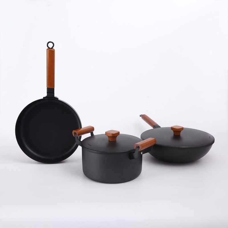 巴尔德古法老铁锅三件套 炒锅 30CM 汤锅 22CM 煎锅26CM BT-2098 炒锅 30CM 汤锅 22CM 煎锅26CM