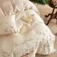 Fresh embroidered orchid filament four-piece set summer quilt cover naked sleeping single silky bedding 1.8m set