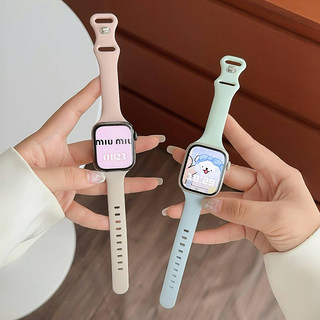 Suitable for Apple Watch 9 Strap, Silicone Slim Style, iWatch 7/8 Comfortable Color-Blocking Small Waist Butterfly Buckle, Apple Watch 4/5/6/Se2 New Model, Women's Creative Niche Soft Sports Ultra