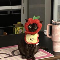 Cat apple hat with exposed ears summer funny accessories cute dog headgear kitten supplies puppet accessories