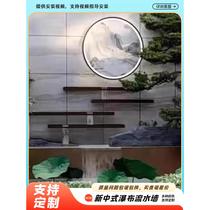 Water curtain wall flowing water wall landscape wall stacked water waterfall outlet stainless steel waterfall black custom courtyard water feature