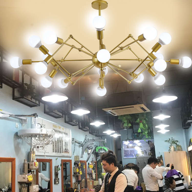 Selected Ultra-Bright Trendy Pendant Lights for Clothing Stores, Hair Salons, and Nail Salons; Industrial-Style Spider Lights; Simple Commercial Lighting for Barber Shops