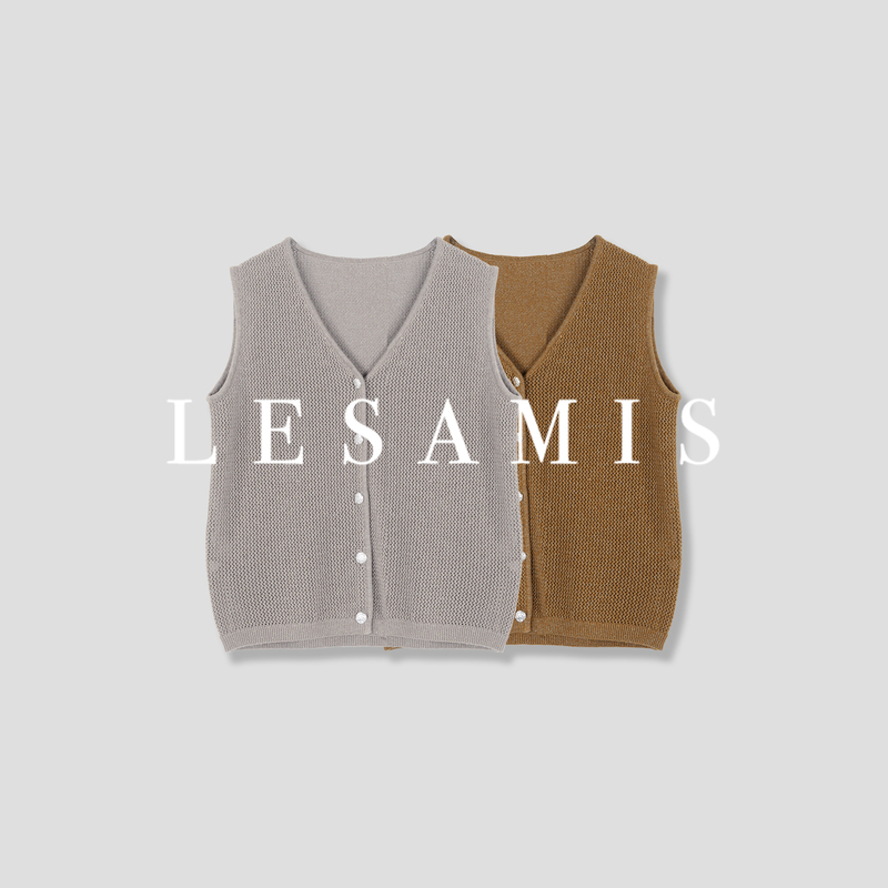 Lesamis· "Starlight Weaving Shadow" High-End Sheep Wool Fine Shimmer Layered Knit Vest B242001766