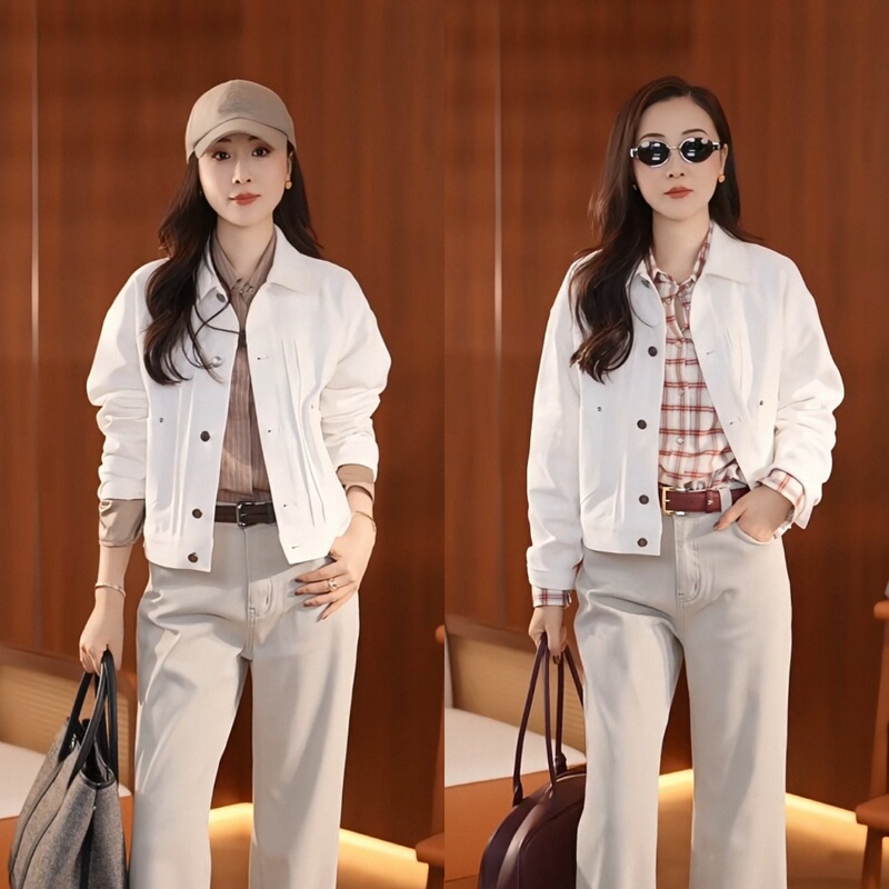 Lesamis "Daytime Journey" Top Luxury Line·Hampton White Denim Jacket Z771002944