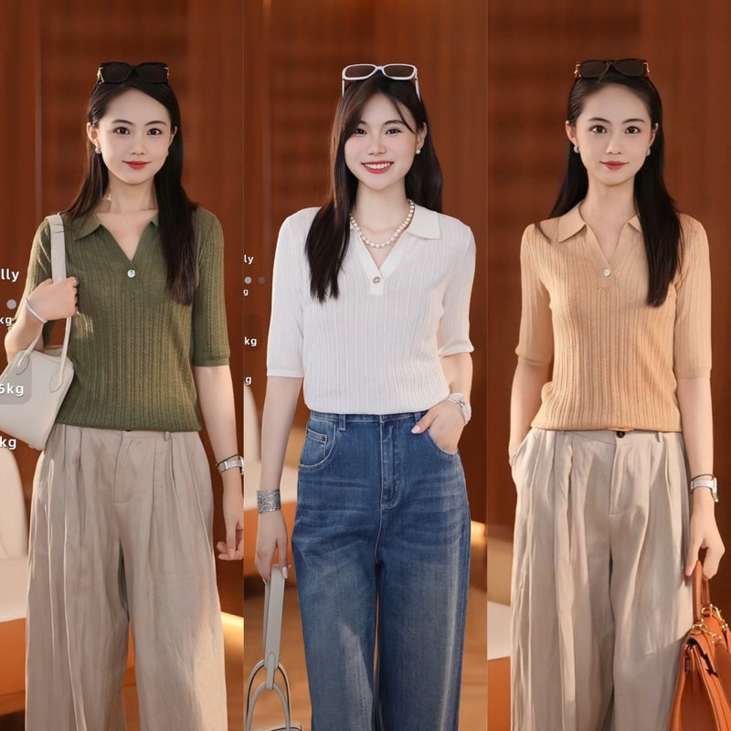 Lesamis· "Edinburgh Narrative" Old Money Style Wool Polo Collar Knitted Top B502002672 Lesamis· "Edinburgh Narrative" Old Money Style Wool Polo Collar Knitted Top B502002672