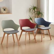 Nordic Plastic Chair Household Solid Wood Dining Chair Simple Office Reception Chair Leisure Meeting Negotiation Desk Chair Armchair