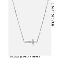 S925 silver necklace womens fashion clavicle chain silver jewelry Korean style new creative personality sweet cross pendant