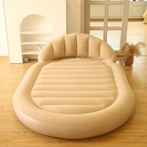 Inflatable bed oval pad outdoor portable camping air cushion sheet double thickened flocking bed camping home