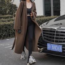 2024 Autumn Long Sweater Jacket Womens Autumn New Lazy High-Quality Loose Temperament Suit Collar Knitted Cardigan