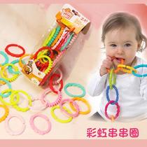 Baby stroller hanging ring car hanging buckle rubber ring hand grasping educational ring toy 3-12 months