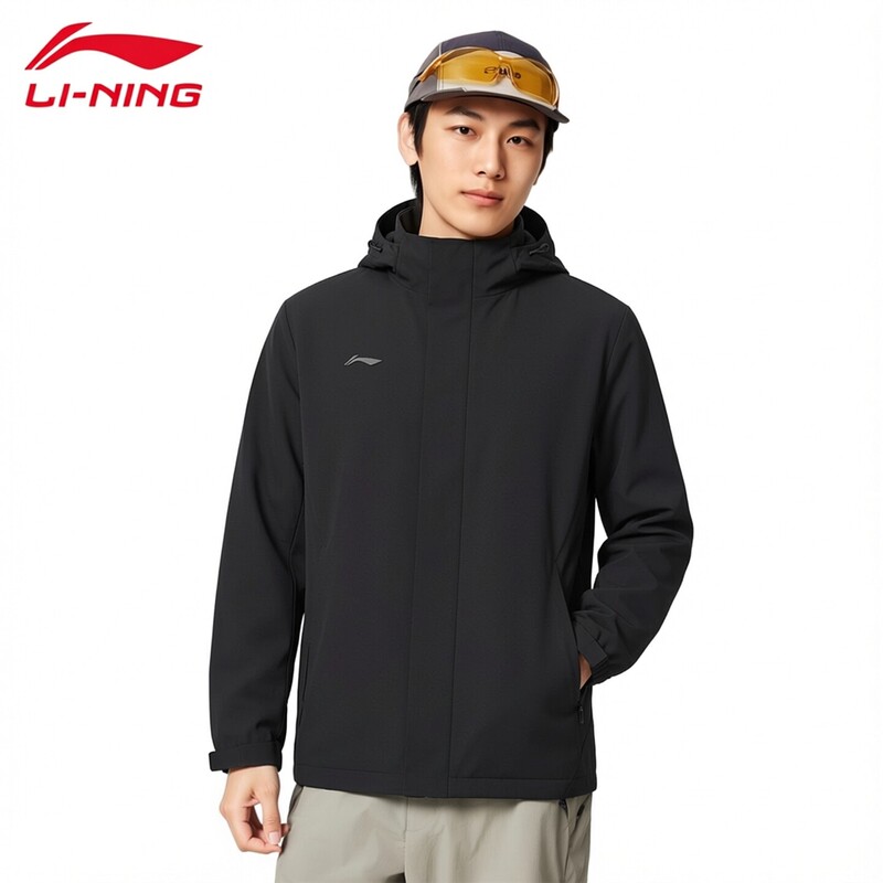 Li Ning Sports Windbreaker Men's Spring & Fall New Style Hooded Windproof Warm Sports Fitness Jacket Top Afdv901